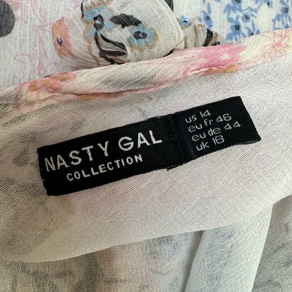 Nasty Gal Collection Chiffon Printed Ruffle Sleeve Maxi Dress size 14 $264 - Picture 13 of 16